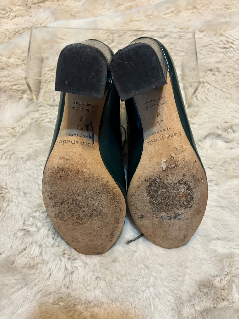Kate Spade New York Green Patent Leather Lace Up Heels 5.5 W Made Italy